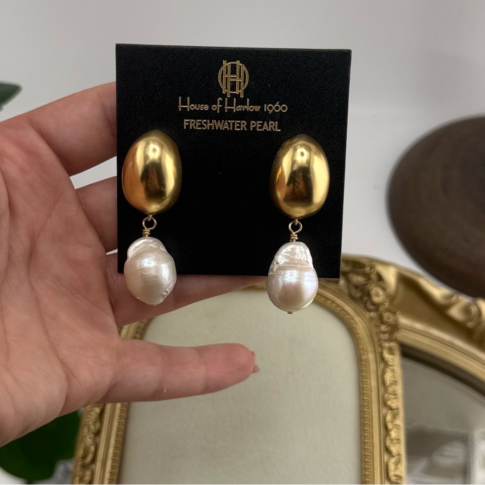 House of Harlow 1960 Freshwater Pearl Drop Earrings - Picture 10 of 10